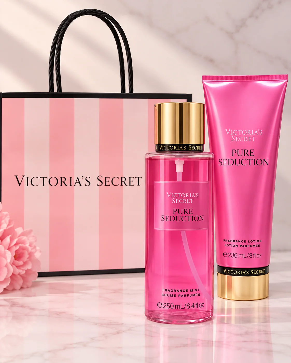 Set Victoria’s Secret Pure Seduction – Splash 250 ml + Fragrance Lotion 236 ml